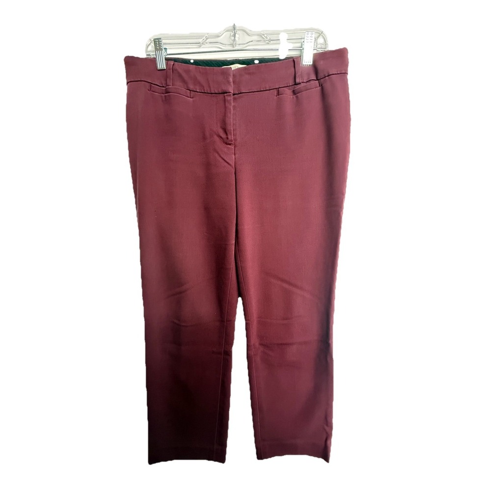 Loft Pants Women Size 10 Burgundy Flat‎ Front Julie Skinny